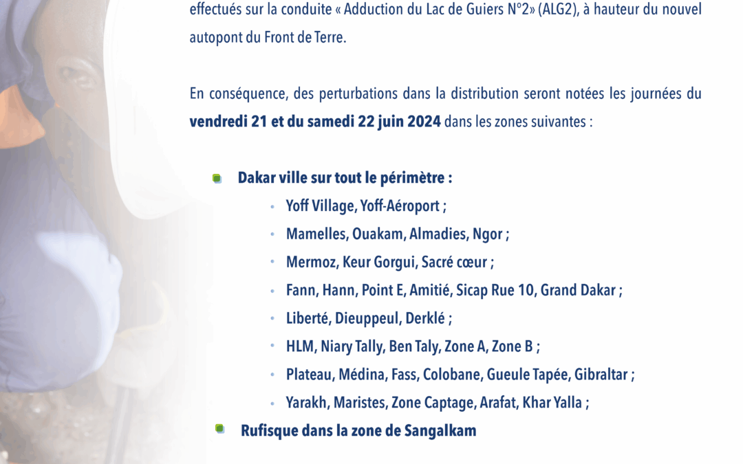 TRAVAUX DE REPARATION D’D’UNE CONDUITE DE L’ALG 2 19/06/2024