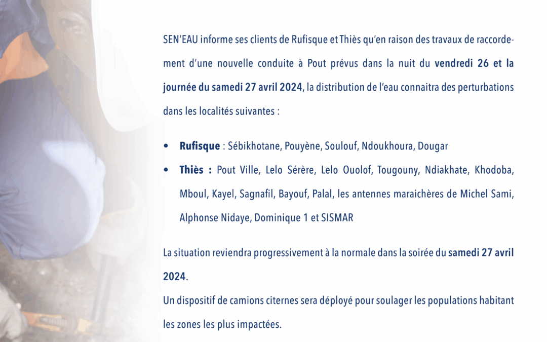 TRAVAUX DE RACCORDEMENT D’UNE NOUVELLE CONDUITE À POUT 25/04/2024