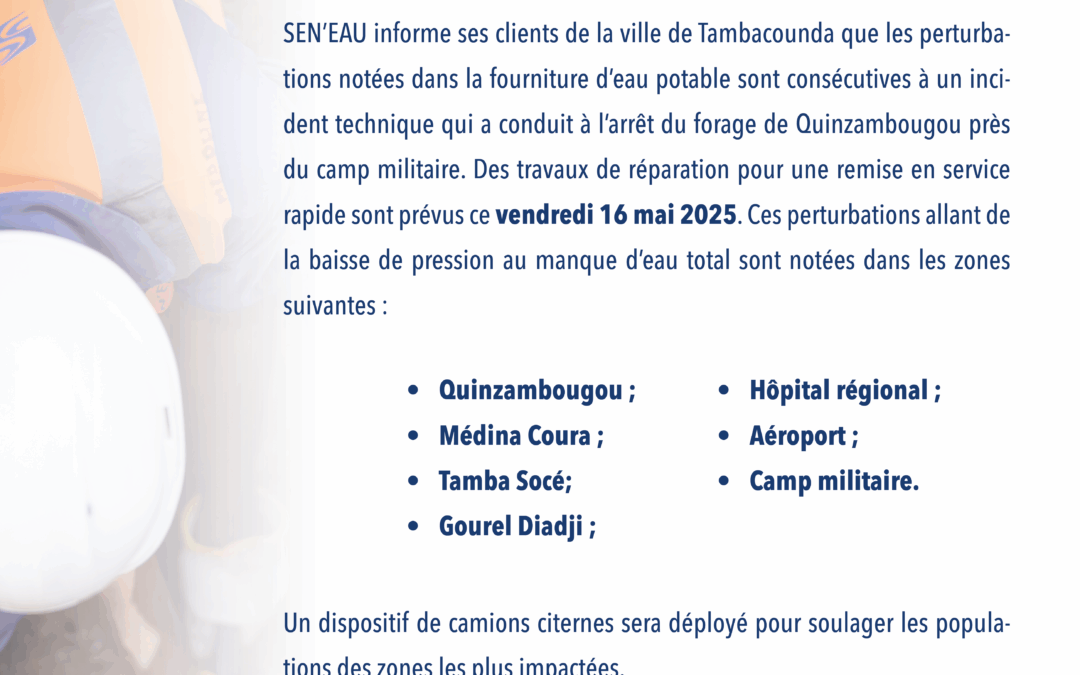 TRAVAUX DE RÉPARATION DU FORAGE DE QUIZAMBOUGOU PRÉS DU CAMP MILITAIRE 15/05/2025
