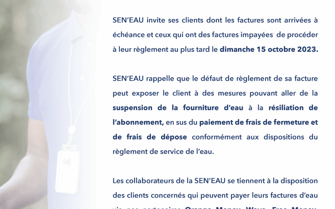 ÉCHÉANCE DES FACTURES OCTOBRE 2023