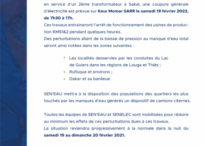 ARRÊT DU DISPOSITIF D’ALIMENTATION EN ÉNERGIE ÉLECTRIQUE KMS