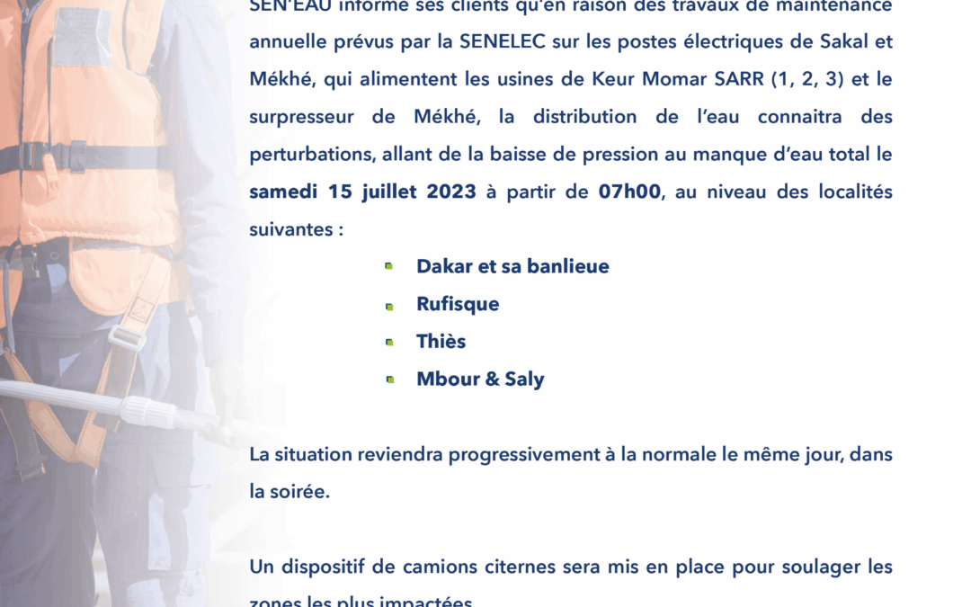 TRAVAUX DE LA SENELEC SUR LES POSTES ELECTRIQUES 225 KV SAKAL ET 90 KV DE MEKHE 14/07/2023