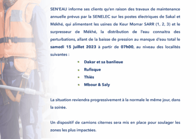 TRAVAUX DE LA SENELEC SUR LES POSTES ELECTRIQUES 225 KV SAKAL ET 90 KV DE MEKHE 14/07/2023