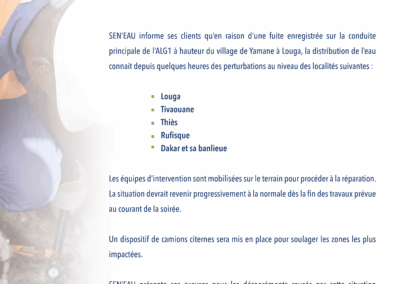 FUITE SUR LA CONDUITE PRINCIPALE DE L’ALG 1 26/05/2024