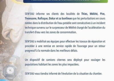 COMMUNIQUÉ INCIDENT TECHNIQUE SUR LA STATION DE SURPRESSION DE MÉKHÉ 23/05/26